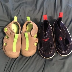 New Speedo and Cat & Jack Sandals Toddler Boys S(5 & 5/6) Grey Blue Bundle of 2